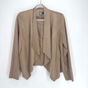 KUT from the Kloth Waterfall Drape Suede Jacket‎ Tan Medium